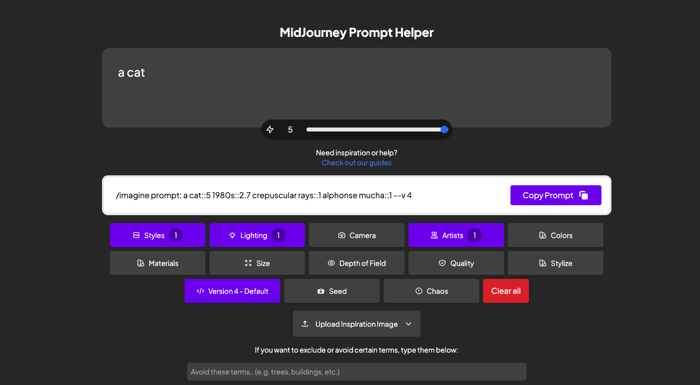 MJ Prompt Tool-好用的Midjourney提示词工具